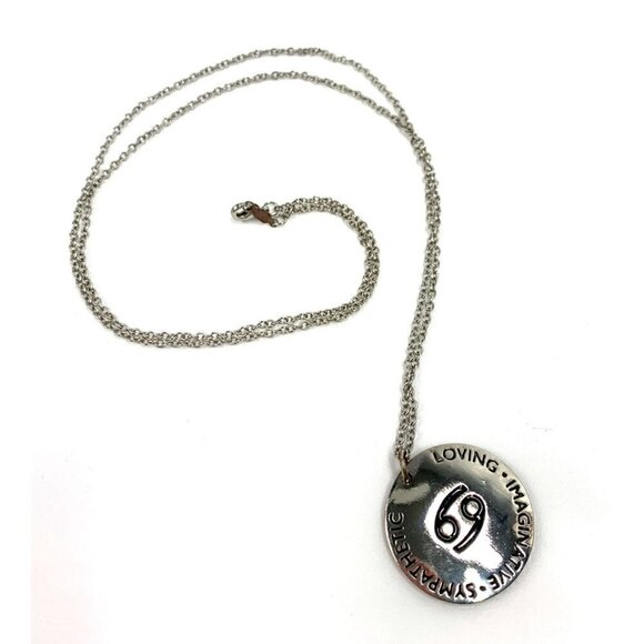 White Gold Plated Zodiac Cancer Pendant Necklace June 22-July 22 15" Drop - Picture 2 of 11